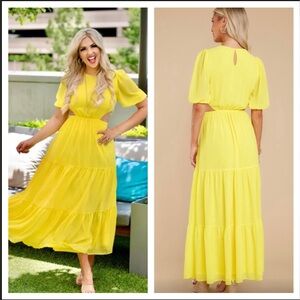 Aura Yellow Midi Dress